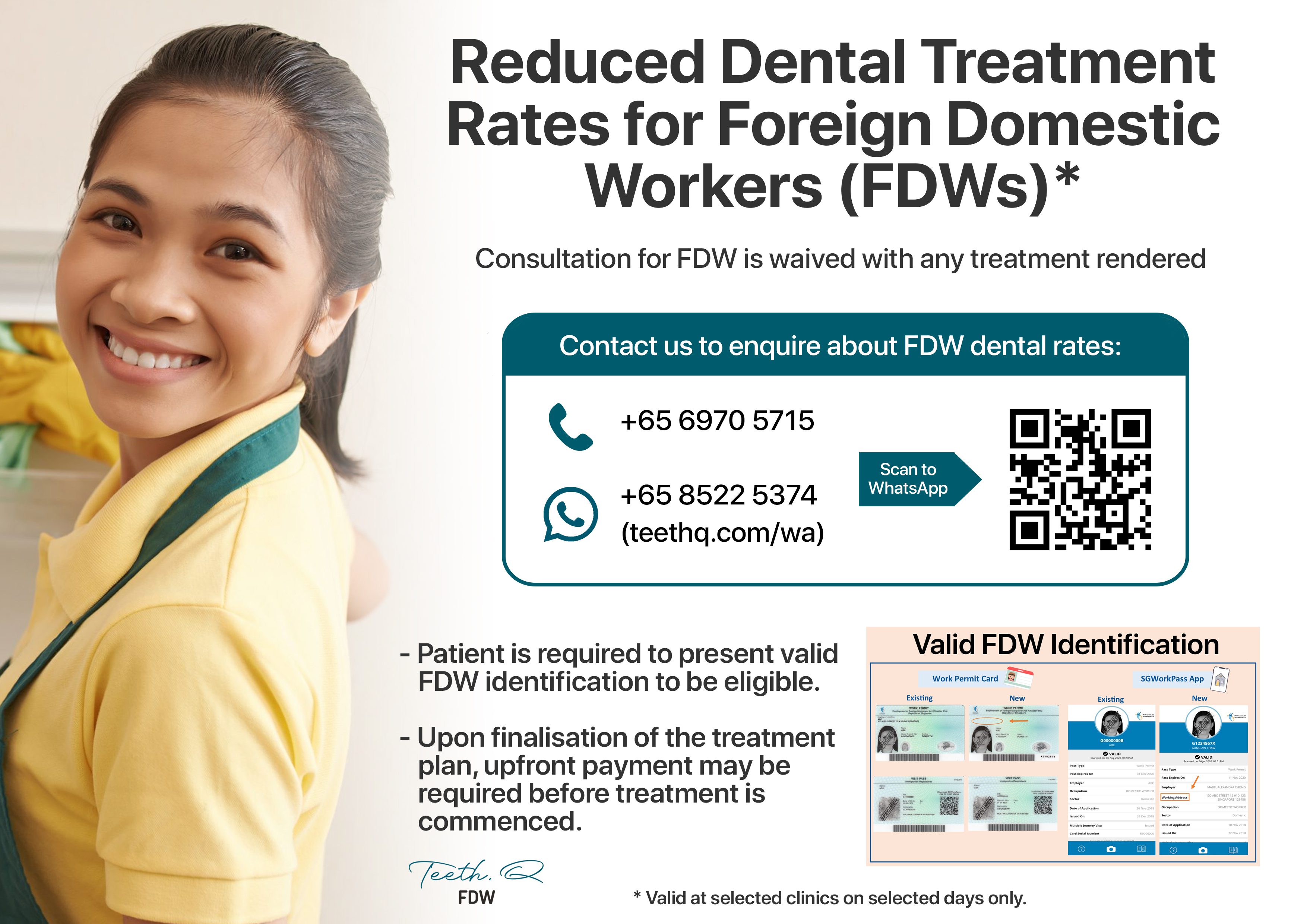 Teeth Q dental care information poster for foreign domestic workers